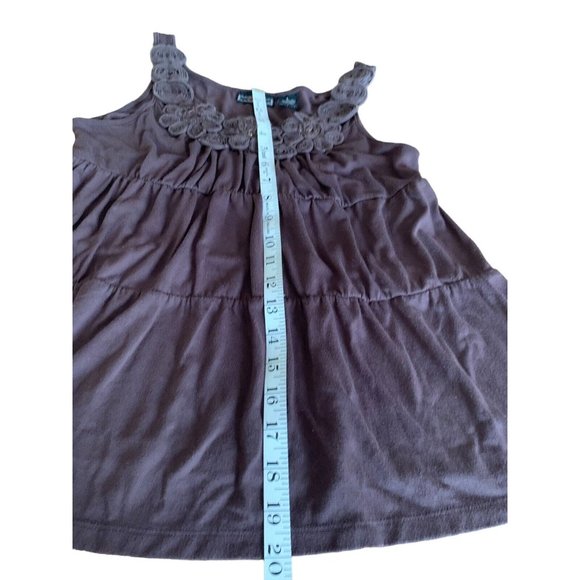 Licorice women's size LG tank top Brown color scoop neck w/raised flowers 3 tier - Picture 6 of 7